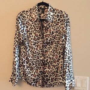 White House Black Market Stretch Leopard Blouse
